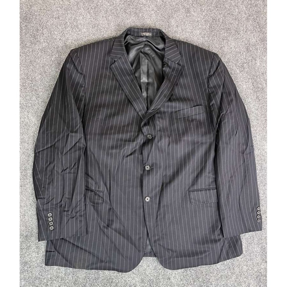 Donald J Trump Jacket Mens 52L Black Striped Wool Blazer Signature Collection